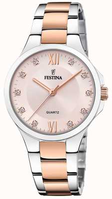 Festina 女士玫瑰有限公司手表 w/cz 套装和钢手链 F20612/2