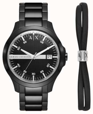 Armani Exchange 男装 |手表和手链礼品套装| 高分辨率照片| CLIPARTO黑色不锈钢手链 AX7134SET