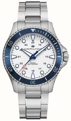 Hamilton 卡其海军蓝潜水自动腕表（43 毫米）白色表盘/不锈钢表链 H82505150