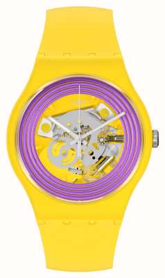 Swatch 紫环黄镂空表盘腕表 SO29J100