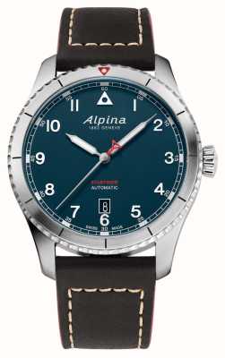 Alpina 启动器飞行员 |蓝色表盘 |棕色皮革表带 AL-525NW4S26