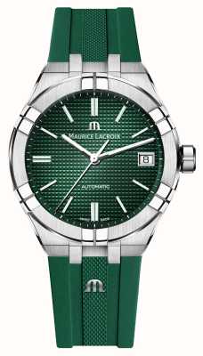 Maurice Lacroix Aikon 自动上链腕表 (39 毫米) 绿色巴黎钉表盘 / 绿色橡胶 AI6007-SS000-630-5